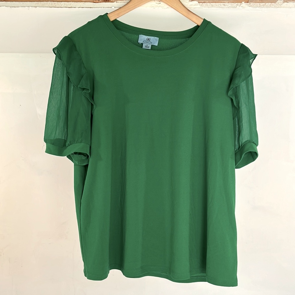 CeCe Kelly Green, short sleeved blouse